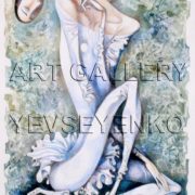 6110 Ballet dancer, Original painting in acrylic, watercolor, coloured pencils on paper, Art gallery Yevseyenko