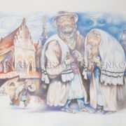 6131 Prague jews, original painting in color pencils on paper, Art gallery Yevseyenko