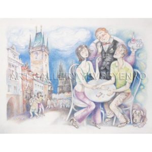 6132 -2 In love, original painting in color pencils on paper, Art gallery Yevseyenko a