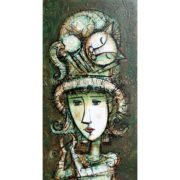 6137 Girl playing flute (Lullaby), original painting in acrylic, ink and varnish on paper, Art gallery Yevseyenko a