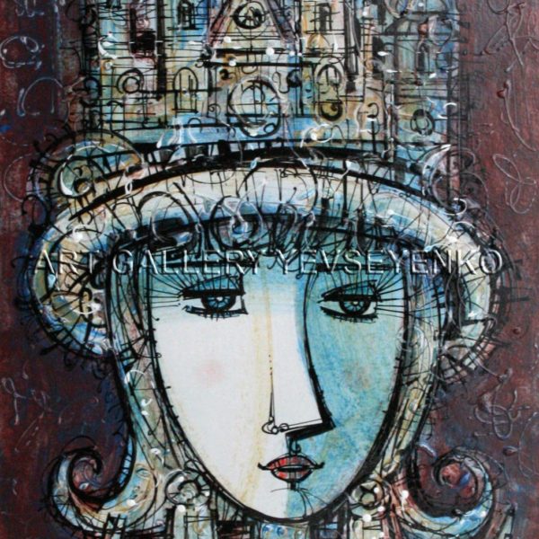 6138, memory of Prague, original painting in acrylic, ink and varnish on paper, Art Gallery Yevseyenko