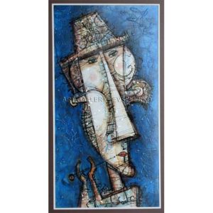 6139 Flutist, original painting in acrylic, ink and varnish on paper, Art gallery Yevseyenko a