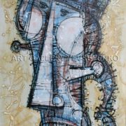 6140 Man with a little braid, original painting in acrylic, ink and varnish on paper, Art gallery Yevseyenko