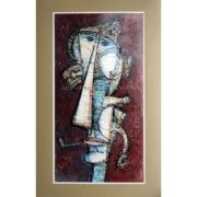 6147 Smoker, original painting in acrylic, ink and varnish on paper, Art gallery Yevseyenko a