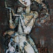 6152 girl manipulator, original painting in acrylic, ink and varnish, Art gallery Yevseyenko