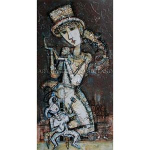 6152 girl manipulator, original painting in acrylic, ink and varnish, Art gallery Yevseyenko a