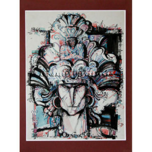 6205 a King of the Aztecs, Original painting in inc and watercoolor on paper, Art gallery Yevseyenko