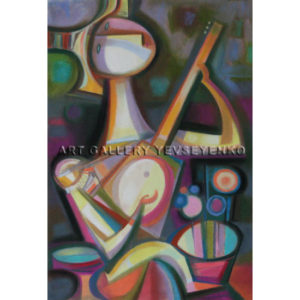 6216 a Musician with a Baroque instrument, Original painting in pastel on paper, Art gallery Yevseyenko