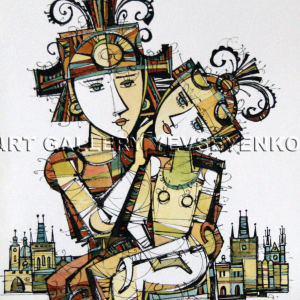 6224 In love, Original painting in watercolour and ink on paper, Art gallery Yevseyenko