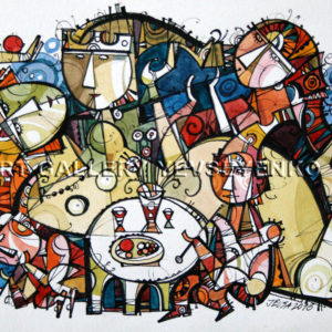 6229 Royal dinner, Original painting in watecolour and ink on paper, Art gallery Yevseyenko