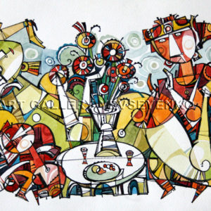 6231 Unexpected meeting, Original painting in watecolour and ink on paper, Art gallery Yevseyenko a